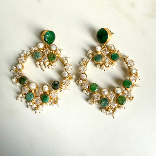 Emerald Halo Blossom Earrings