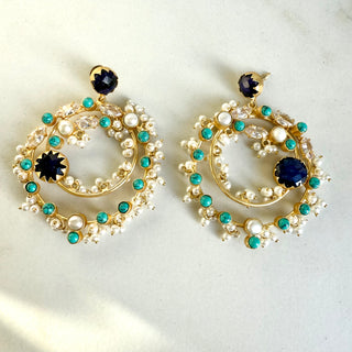 Zariah Festive Chandbalis Saphire & Amzonite