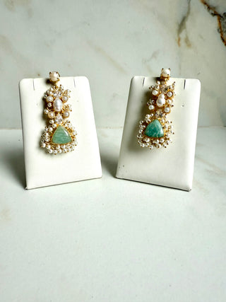 Amzonite Pearl Drop Earrings