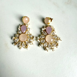Meghra Pink Classic Crystal Earrings