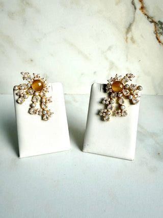 Orange Star Crystal Earrings