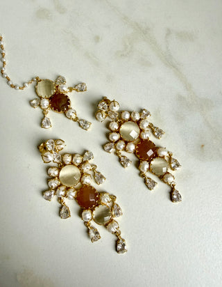 Rani Rosé Moonstone Floral Tika Set