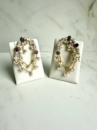 Crystal Purple Cascade Earrings