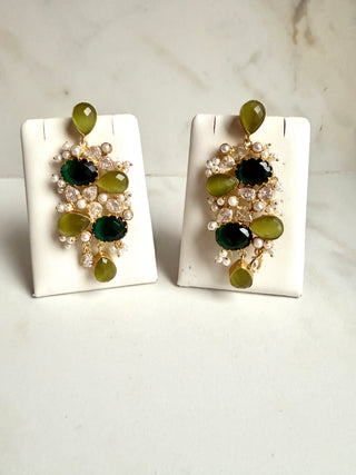 Aabharna Green Crystal Drop Earrings