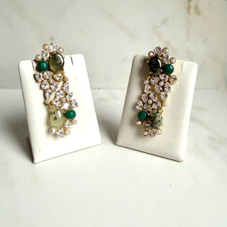 Amara Pastel Green Crystal Statement Earrings
