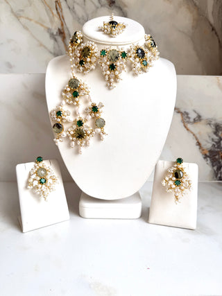 Prehnite & Emerald Bridal Set