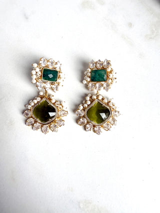 Meghra Emerald Crystal Earrings