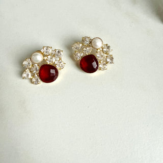 Mona Red Crystal Earrings