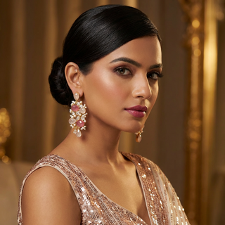 Aabharna Pink Crystal Drop Earrings