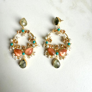 Hallie Orange Crystal Chandbalis Earrings