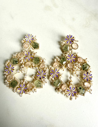 Gulmohar Grandeur Collection l Prehnite Earrings
