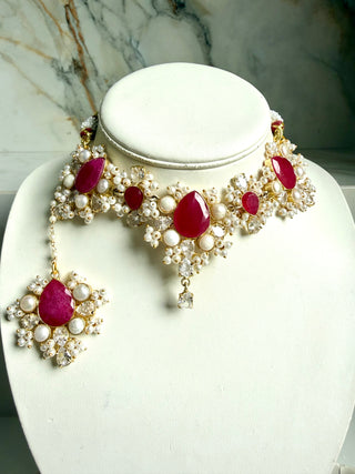 Ruby Pearl & Crystal Set