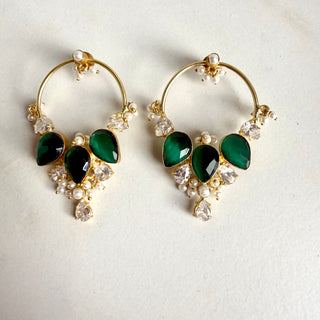 Zaria Emerald & Pearl Chand Hoops