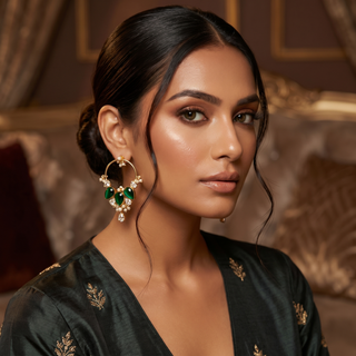 Zaria Emerald & Pearl Chand Hoops