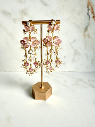 Samah Long Pink Statement Earrings