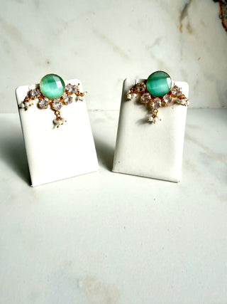 Mint Crystal Stud Earrings