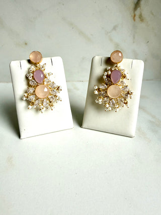 Meghra Pink Classic Crystal Earrings
