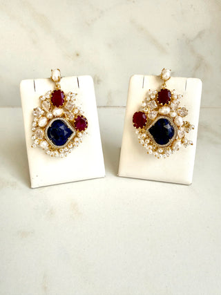 Anjali Navy Cluster Earrings