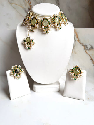 Sofia Prehnite & Emerald Set