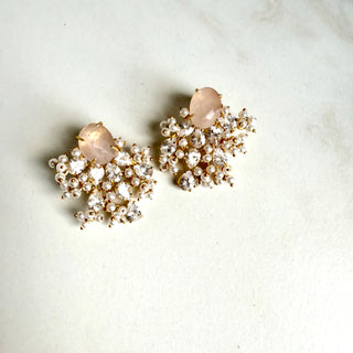 Blush Pink Pearl & Crystal Earrings