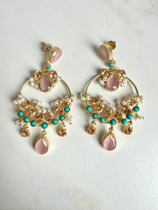 Hallie 2 Champagne Crystal Earrings