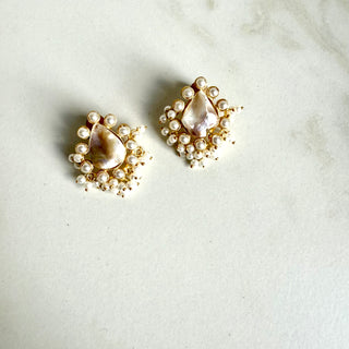 Kesar Gul Pearl Studs