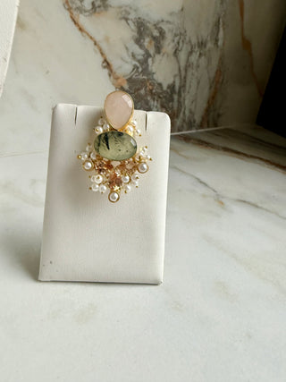 Salma Prehnite & Quartz Chapmagne Crystal Set