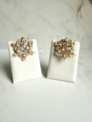 Gul-e-Moti Opalite Quartz Pearl Earrings