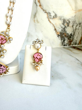 Pink Crackle Mala Set
