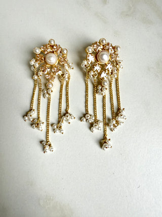 Lavanya Champagne Crystal Tassel Earrings