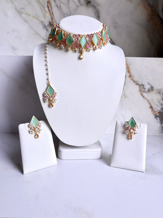 Ameera Amazonite Rhombus Choker Set