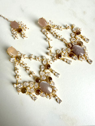 Aarohi Blush & Brown Tika Set