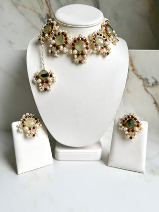 Sofia Prehnite & Ruby Set