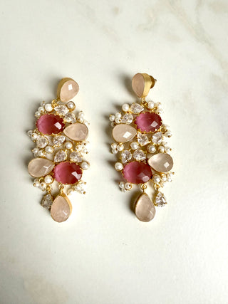 Aabharna Pink Crystal Drop Earrings