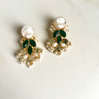 Pearl Emerald Drop Earrings