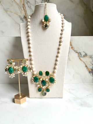 Luxury Emerald Symphony Pearl Set Mala Set