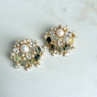 Pearl Aurora Prehnite Earrings
