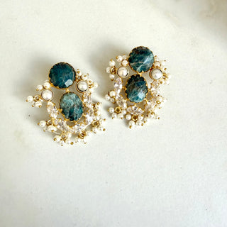 Teal Cluster Earrings