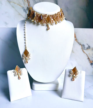 Ameera Amber Rhombus Choker Set