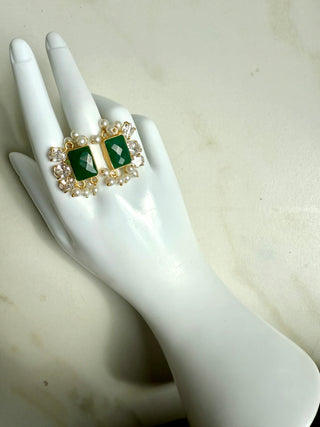 Square Emerald Green Ring