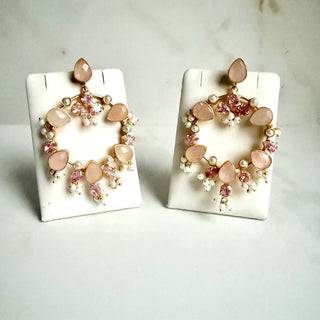 Blush Crystal Pink Hoop Earrings