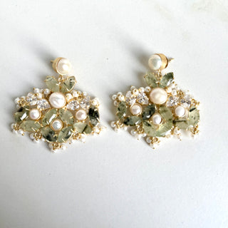 Prehnite Flower Earrings