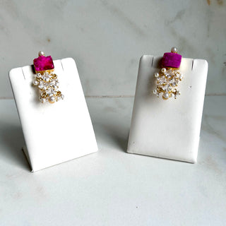 Nakita Hot Pink Crystal Drop Earrings