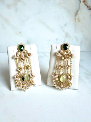 Noor Pearl Green Cascade Earrings