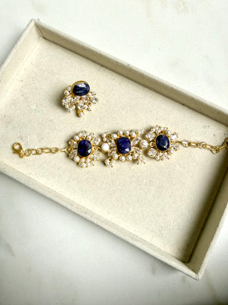 Celeste Bloom Lapis Statement Bracelet & Ring Set