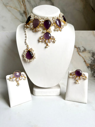 Zariya Amethyst Pearl Choker Set