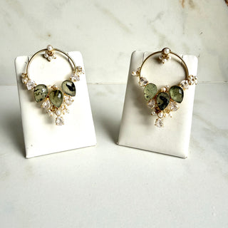 Zaria Prehnite & Pearl Chand Hoops