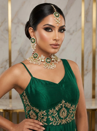 Emerald Mehar Kundan Set