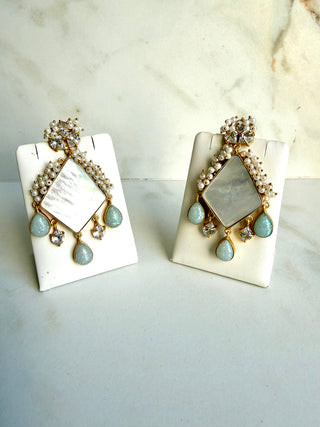 Blue Sparkle Pearl Earrings