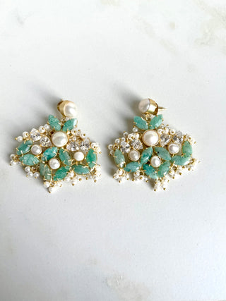 Amzonite Flower Crystal Earings